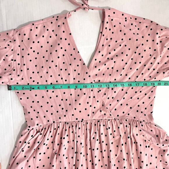 Asos Design Womens Surplice Dress 6 Petite Pink Polka Dot Twee Feminine Party - Picture 5 of 14